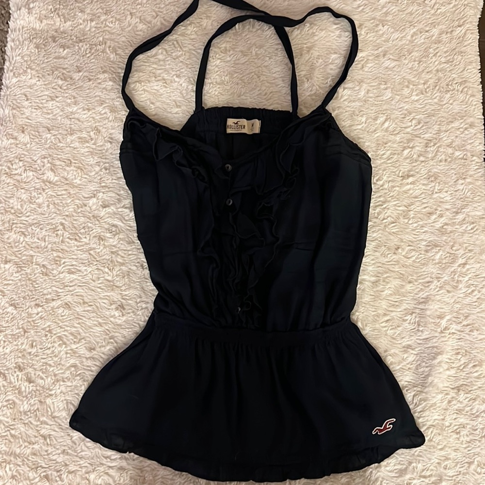 Hollister tank top with ruffles. Navy blue. Size medium $5